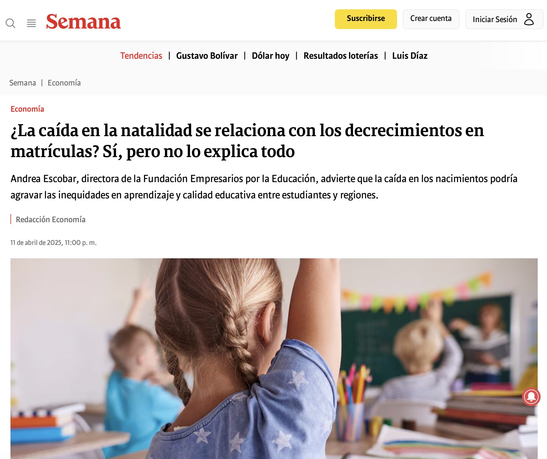 ¿La caída en la natalidad se relaciona con los decrecimientos en matrículas? Si, pero no lo explica todo.